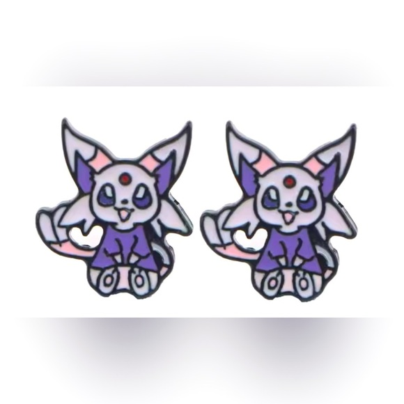3 For $35 Pokemon Espeon Stainless Steel Enameled Stud Character Earrings - Picture 3 of 6